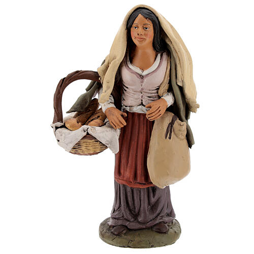 Nativity set accessory Woman with bread clay figurine 6