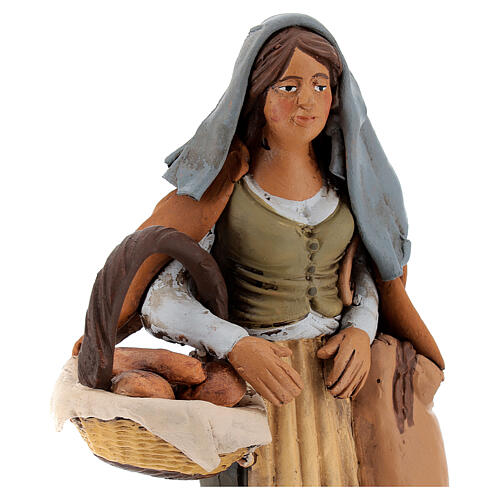 Nativity set accessory Woman with bread clay figurine 2