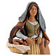 Nativity set accessory Woman with bread clay figurine s2