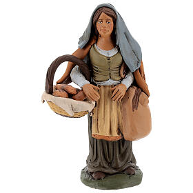 Mulher com pão em terracota para presépio de Deruta com figuras de 18 cm altura média