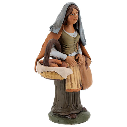 Mulher com pão em terracota para presépio de Deruta com figuras de 18 cm altura média 4