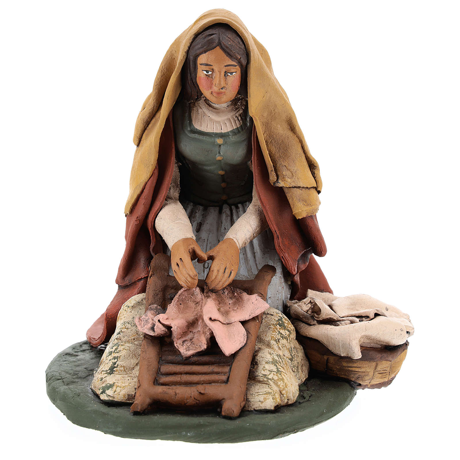 Santon crèche de Noel lavandière terre cuite | vente en ligne sur HOLYART