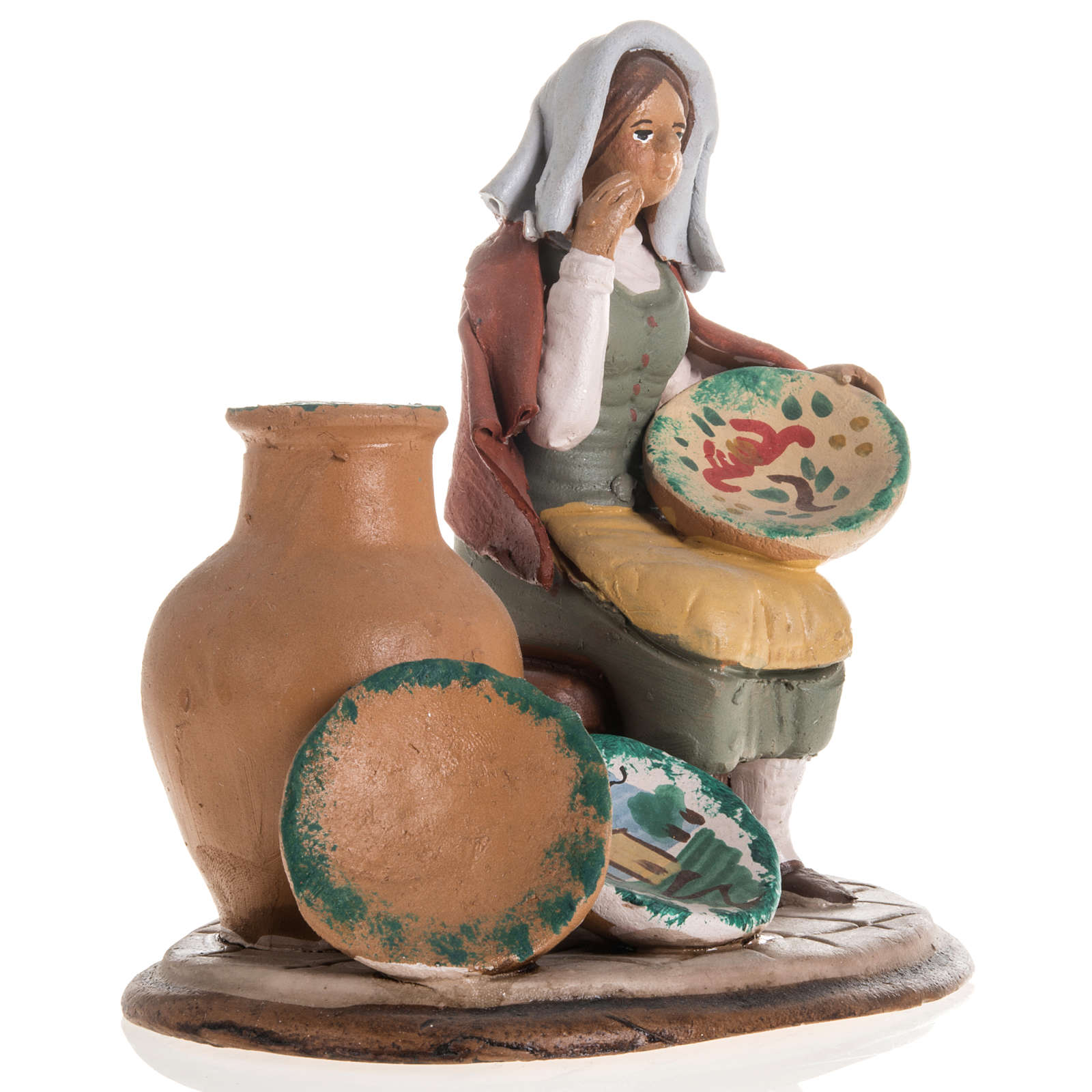Nativity set accessory Woman selling jars clay figurine online sales