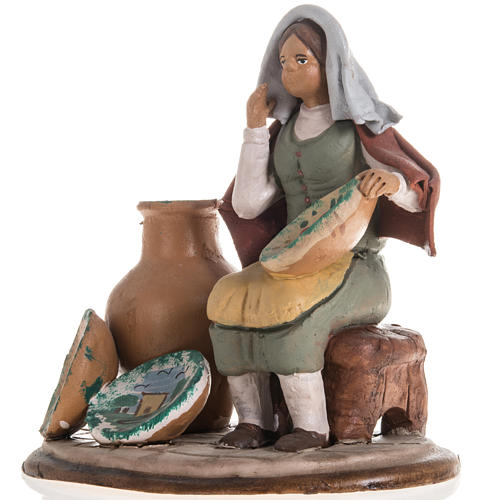 Nativity set accessory Woman selling jars clay figurine 2