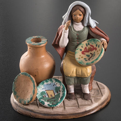 Nativity set accessory Woman selling jars clay figurine 5