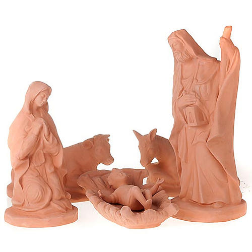 Holy Family with donkey and ox in clay 50cm 1