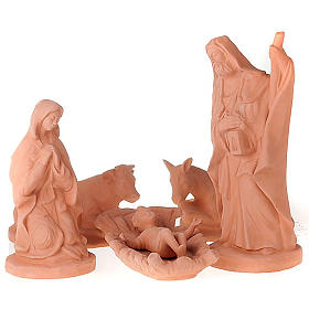 Holy Family with donkey and ox in clay 50cm