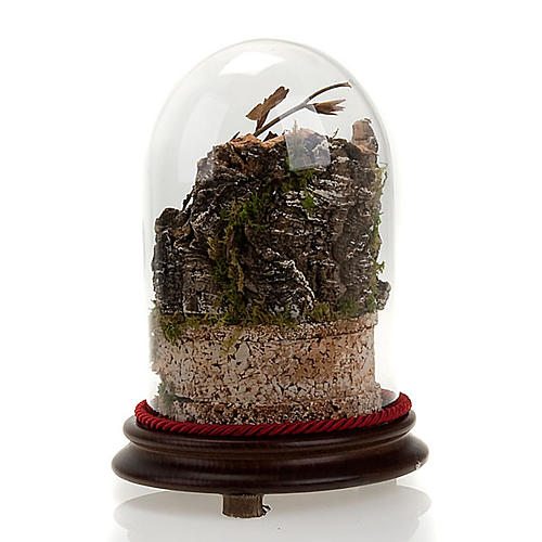 Crèche dans une cloche en verre avec milieu, 20 cm 2