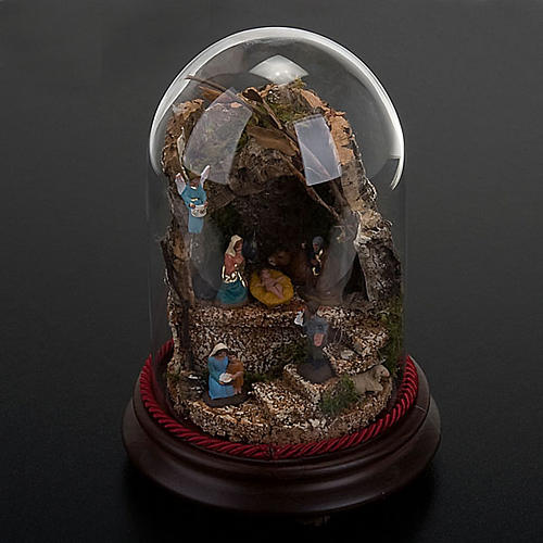 Crèche dans une cloche en verre avec milieu, 20 cm 5