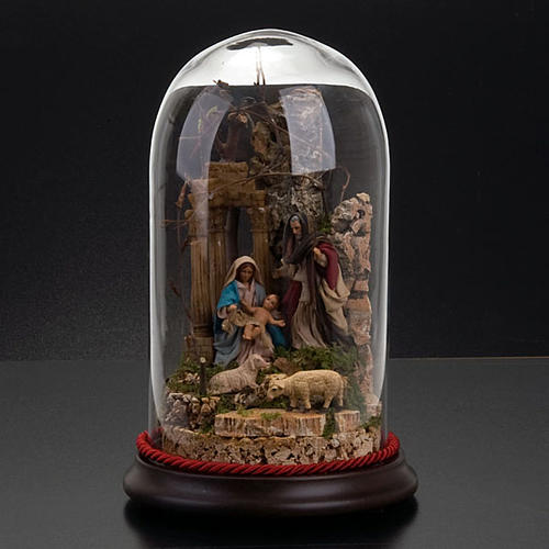 Nativité dans cloche en verre avec paysage, 26 cm 4
