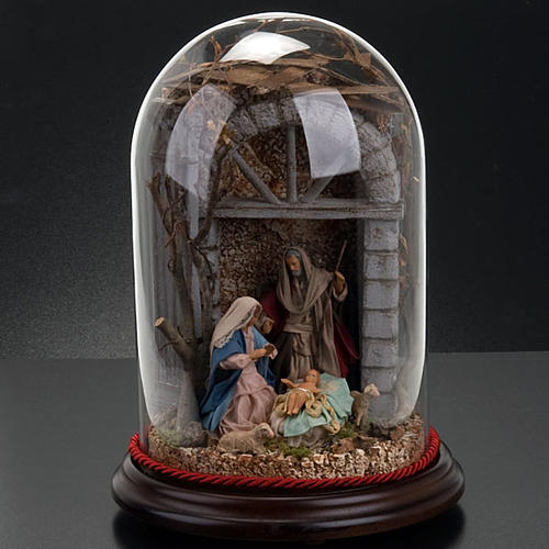 Nativity scene, Holy family glass dome 30 cm 5