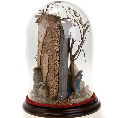 Nativité dans cloche en verre avec paysage, 30 cm 2