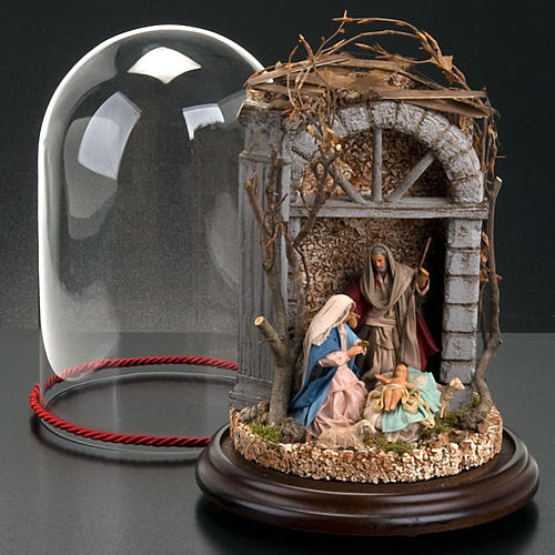 Nativity scene, Holy family glass dome 30 cm 4