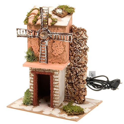 Molino de viento de madera, corcho a corriente, 20x14x24 3