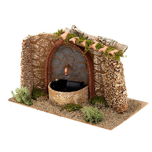 Nativity accessory, water fountain with terracotta tiles. 1