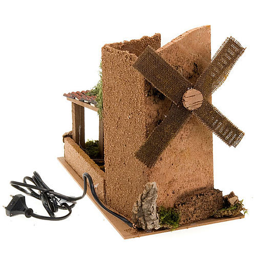 Mulino a vento per presepe a corrente con tettoia 31X17X14 2