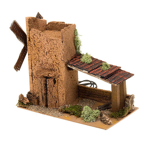 Mulino a vento per presepe a corrente con tettoia 31X17X14 3