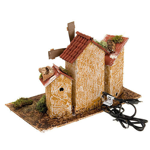 Electric wind mill for nativities with 3 houses 31x17x24cm 2
