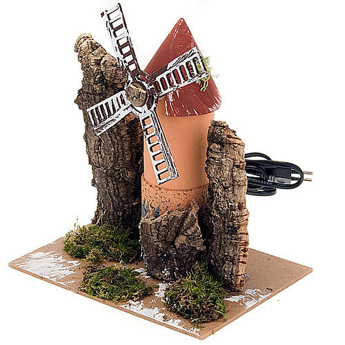 Mulino presepe elettrico in cartone e sughero 19X14X16 3