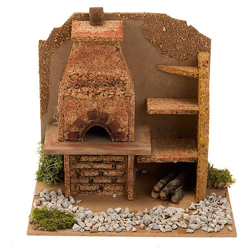 Forno presepe effetto fuoco con mensole e cappa 20X14X16 1