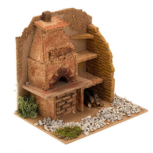 Forno presepe effetto fuoco con mensole e cappa 20X14X16 3