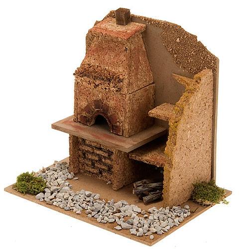 Forno presepe effetto fuoco con mensole e cappa 20X14X16 4