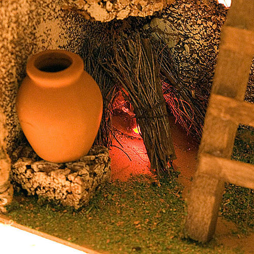 Feu pour crèche avec escalier, amphore et toit, 20x17x24 2