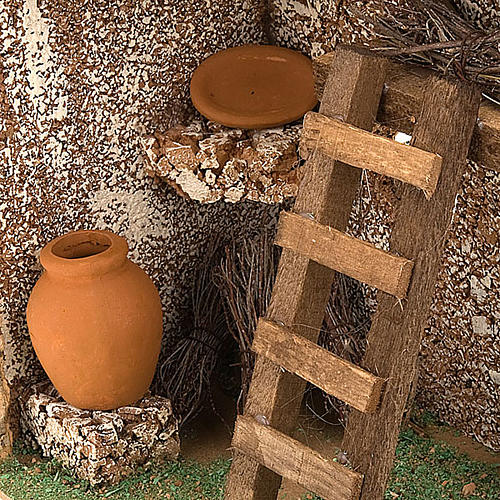 Feu pour crèche avec escalier, amphore et toit, 20x17x24 4