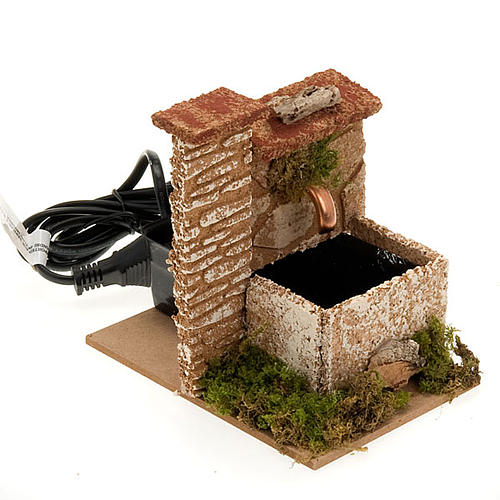 Nativity accessory, water fountain with wall in cork, 2,5 watt 3