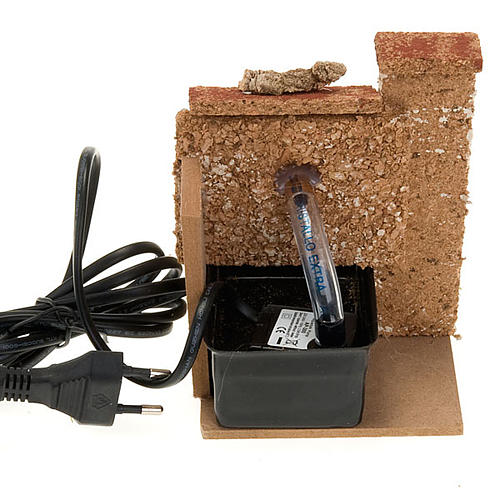 Nativity accessory, water fountain with wall in cork, 2,5 watt 2