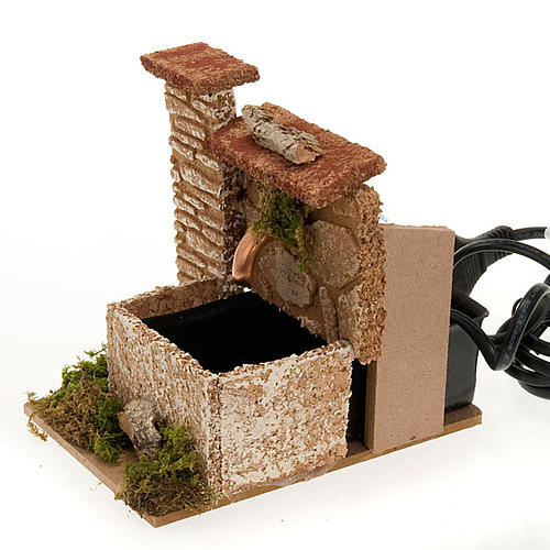 Nativity accessory, water fountain with wall in cork, 2,5 watt 4