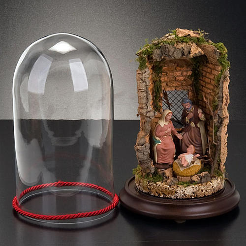 STOCK - Natività campana di vetro con ambientazione h 26 cm 4