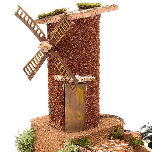 STOCK - Mulino a vento per presepe con carro 31X17X24 3