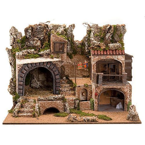 Nativity scene accessory, cave with water fountain, 80x70x60 cm 1