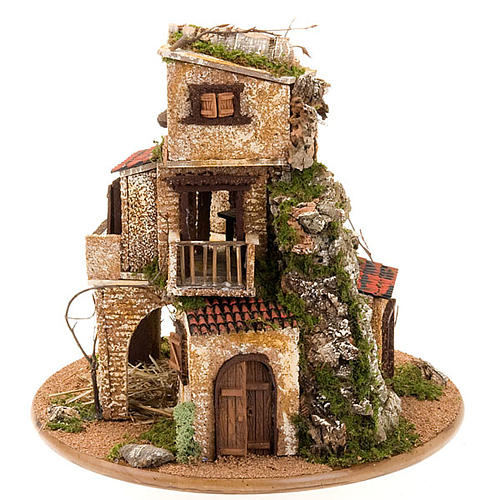 STOCK - Grotta con borgo illuminato 30X42X30 6