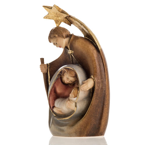 Moderne Geburtsszene aus Grödnertal Holz Mod. Stern 4