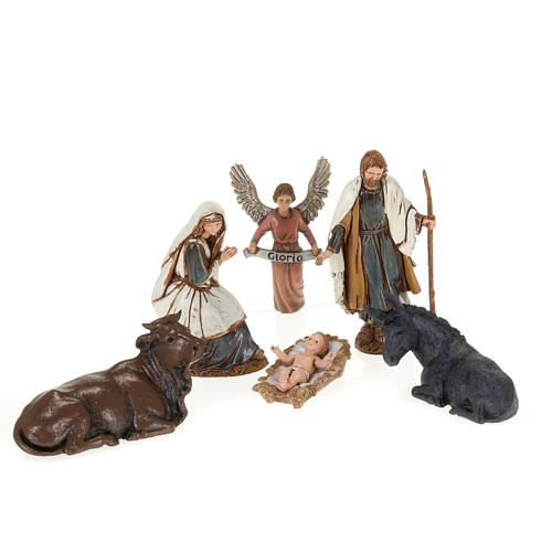 Nativity in plastic with angel, donkey and ox, Moranduzzo 10cm 1