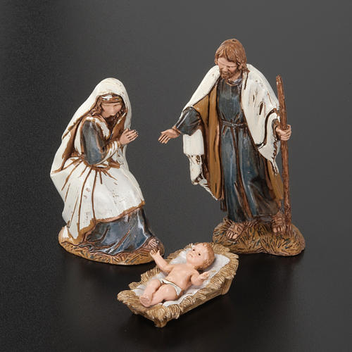 Nativity in plastic with angel, donkey and ox, Moranduzzo 10cm 2