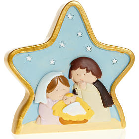 Natività su stella in resina dipinta