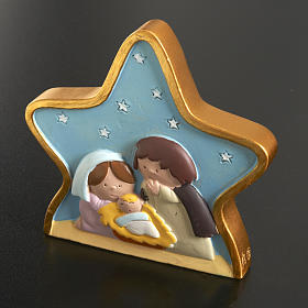 Natività su stella in resina dipinta
