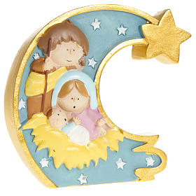 Natività su luna in resina dipinta