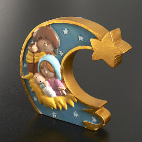 Natività su luna in resina dipinta