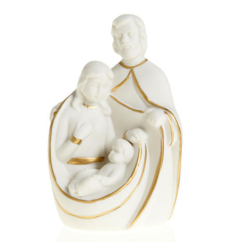 Stylized Nativity, white and golden ceramic 1