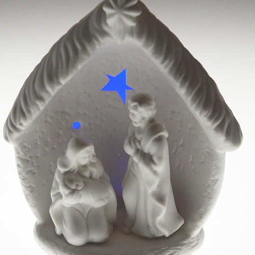 Nativité illuminée avec étable céramique 7