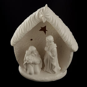 Natività illuminata con capanna ceramica