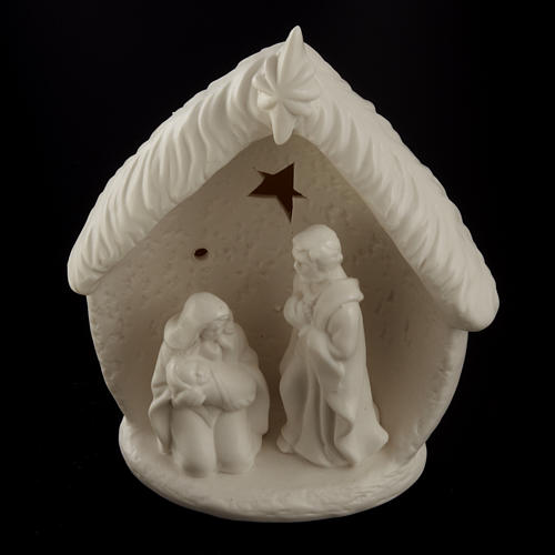 Natividade iluminada com cabana cerâmica 2