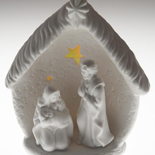 Natividade iluminada com cabana cerâmica 6