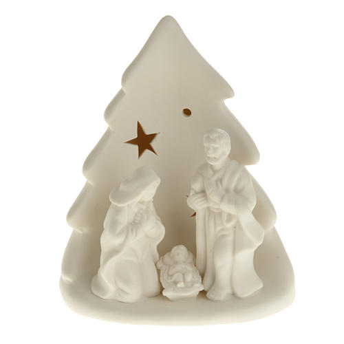 Natividade iluminada com árvore de Natal 1
