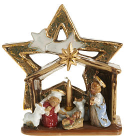 Natività capanna a stella ceramica colorata 21 cm