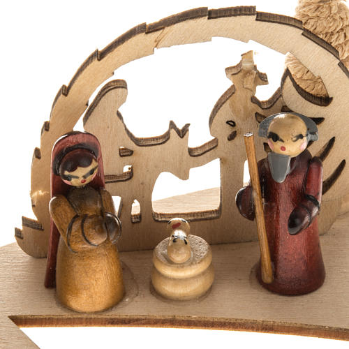 Mini crèche de Noel russe bois avec bougie 2